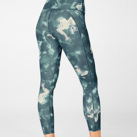 Fabletics Define Powerhold High Waisted 7/8 Leggings Size 3X Green Tan - Picture 2 of 2